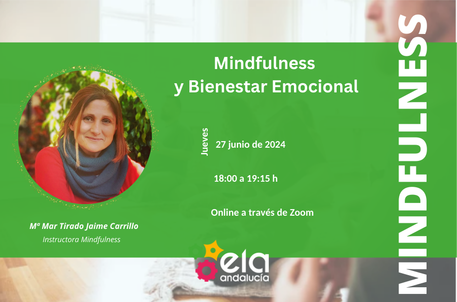 Cartel del taller online de Mindfulness para la ELA